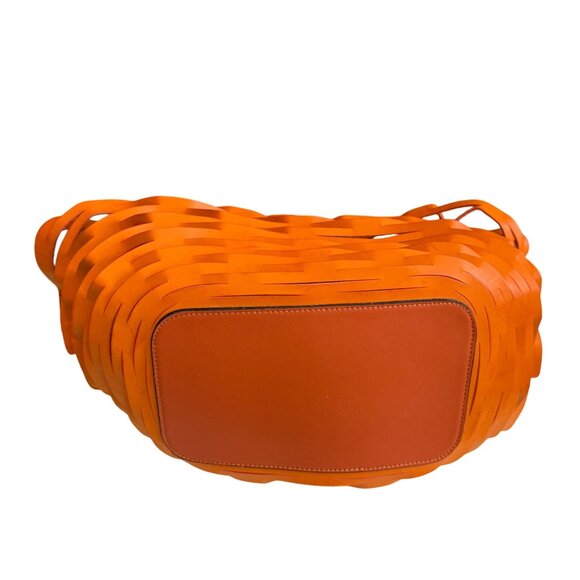 Leather Mesh Beach Picnic Vacation Clutch Handbag Women's Orange Gray Boho - Picture 10 of 11